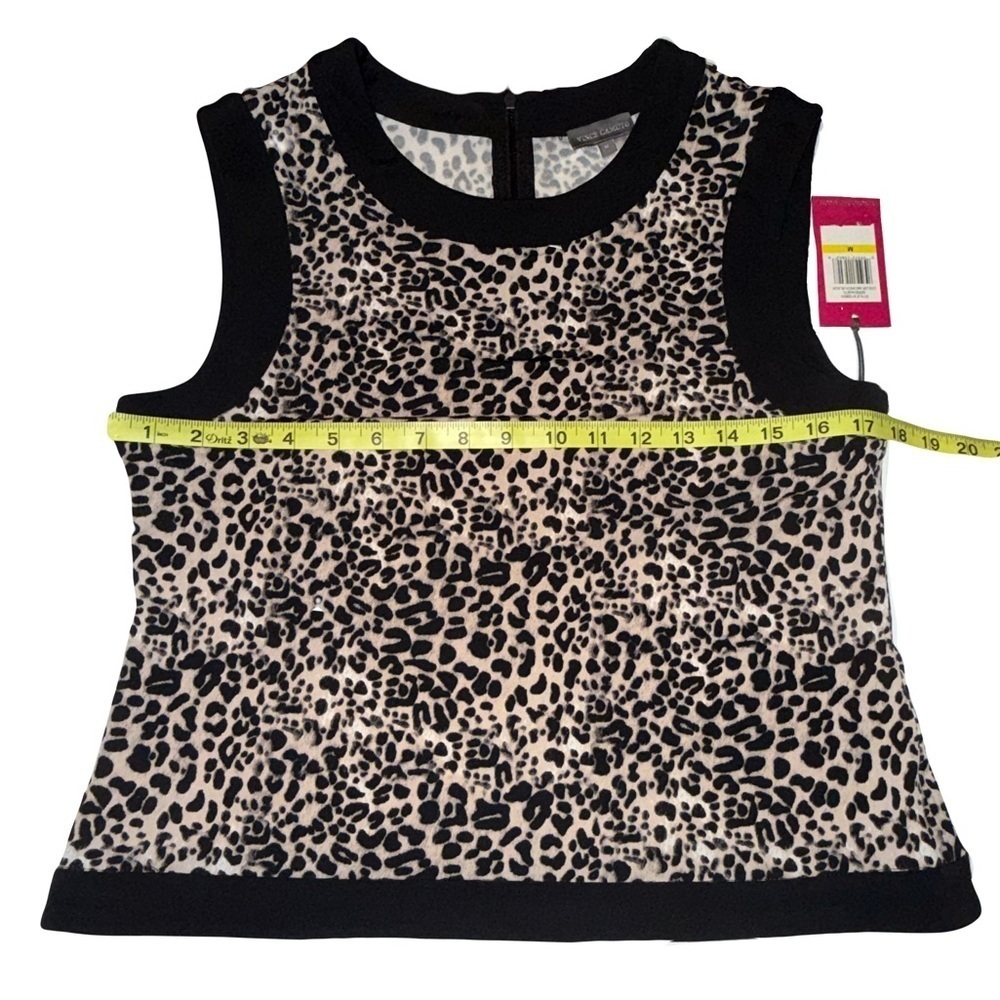 NWT Vince Camuto Women’s Serengeti Top Leopard Print with Black Trim Med - Picture 3 of 9